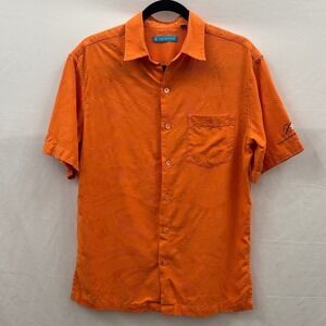 Tori Richard Mens Orange Jacquard Mauna Kea Beach Hotel 50th Anniversary Shirt S